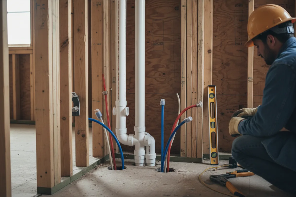 Drain and supply rough-in during Leak Detection in West Union
